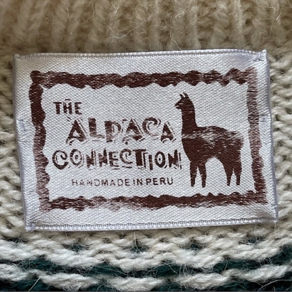 The Alpaca Connection Peruvian Fair Isle Knit Jumper Sweater In Red,Cream, Blue - Picture 5 of 8